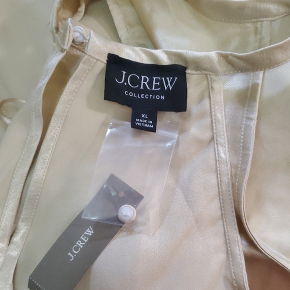 NWT J.Crew Satin Halter High Neckline Elegant Cream Halter Top Size XL - Picture 6 of 9